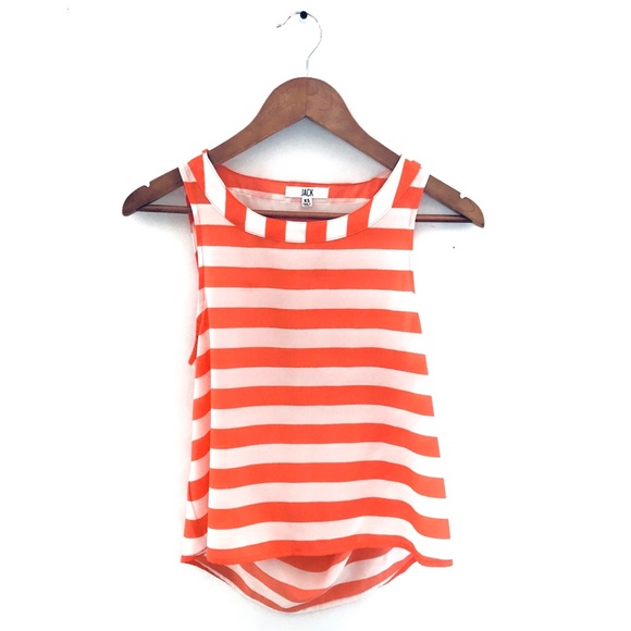 Jack by BB Dakota Crop Top Orange Stripe XS - Picture 1 of 4
